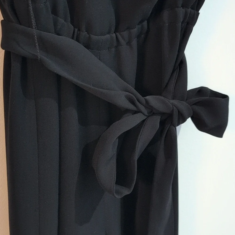 Michael KORS black Faux Wrap Cropped Wide Leg One Piece Jump Suit Size XS - Picture 5 of 10